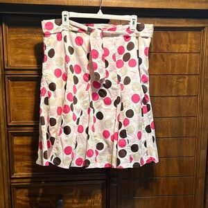 Cato A-Line Skirt - Pink, Brown, Cream Polka Dots